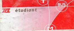 TICKET BUS FRANCE TCL LYON  Etudiant 2012 - Europe