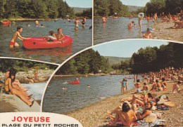 CPSM JOYEUSE (Ardèche) - Plage Du Petit Rocher 4 Vues - Joyeuse