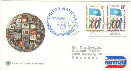 ONU - NAZIONI UNITE - UNITED NATIONS - NATIONS UNIES – 1976 - 2 X 10c The Hope Of Mankind - Stamporee Miami - V... - Cartas & Documentos
