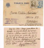 O) 1957 SPAIN, COVER TO ECUADOR, 5 CENTS, 3 CTS, XF - Briefe U. Dokumente