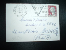 LETTRE MIGNONNETTE TP MARIANNE DE DECARIS 0,25 OBL.MEC.28-12-1964 VARENNES SUR ALLIER (03) SON CONCOURS AGRICOLE - 1960 Marianne (Decaris)