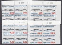 Greenland 1997 Whales 4v  Bl Of 4 (corner) ** Mnh (25966B) - Ongebruikt