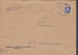 Germany Alliierte Besetzung French Zone STADTWERKE LUDWIGSHAFEN Am RHEIN 1946 Cover Brief STUTTGART-Cánnstadt - Sonstige & Ohne Zuordnung