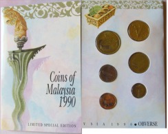 Malaysia 1990 Set Of 6 Coins (1+5+10+20+50 Cen + 1 Ringgit) UNC English Version - Maleisië