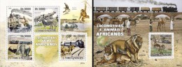 S. Tomè 2009, Locomotives, Lions, Elephant, Giraffes, 4val In BF +BF - Giraffes