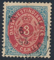 Denmark Danish West Indies DWI 1873: 3c Blue & Red Bicolour, F-VF Used (DCDW-00014) - Deens West-Indië