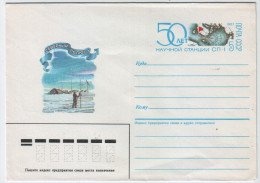 USSR 1987 50th Anniv. Station "North Pole-1"   Postal Statsionary - Wetenschappelijke Stations & Arctic Drifting Stations