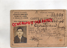 87 - ST -SAINT BRICE - LA MALAISE- ANDRE GOUGEAUD - 1940-CROIX COMBATTANT- CARTE VICTIMES GUERRE PUPILLES NATION- - Non Classés