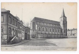 CPA DE VALMONT  (SEINE-INF)  LA HALLE ET L'EGLISE - Valmont