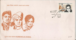 India 1995, First Day Cover K L Saigal Actor & Singer Cinema Music Musical Instrument Gramophone - Chanteurs