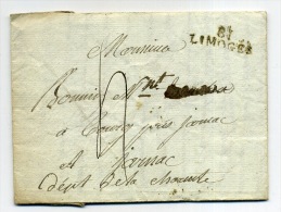 LETTRE AVEC CACHET : 81 - LIMOGES. ( à JARNAC ). 25 Juillet 1807. - 1792-1815: Conquered Departments