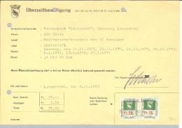 Heimat BE Langenthal 1973-11-09 Fiskalmarken Fr. 20+15 Bewill. - Fiscale Zegels
