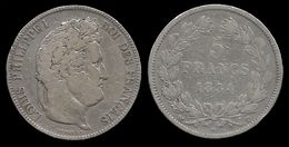 LOUIS - PHILIPPE I . 5 FRANCS . TÊTE LAUREE . 1834 T . ( NANTES ). TRANCHE EN RELIEF . - 5 Francs