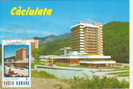 TOURISM, CALIMANESTI CACIULATA HOTEL, CAR, CM, MAXICARD, CARTES MAXIMUM, 1986, ROMANIA - Hotels, Restaurants & Cafés