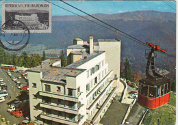 TOURISM, SINAIA 1400 HEIGHT HOTEL, CABLE CAR, BUSS, CAR, CM, MAXICARD, CARTES MAXIMUM, 1969, ROMANIA - Hotels, Restaurants & Cafés