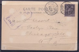 France1900:Postcard Of VILLEFRANCHE To Chicago - Autres & Non Classés