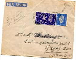 ANGLETERRE - FRANCE AFFRANCHISSEMENT MIXTE Départ De LONDRES Pour GAGNY (Marianne De Dulac + Timbres Anglais ) AVION . G - Sonstige & Ohne Zuordnung