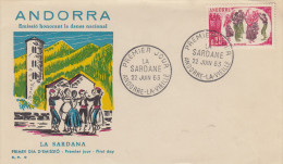Enveloppe  1er  Jour  ANDORRE   La   Sardane     1963 - FDC