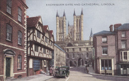 Ph-CPSM Angleterre Lincoln (Lincolnshire) Exchequer And Cathedral, Old Car - Lincoln