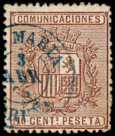 CORUÑA - EDI O 153 - MAT. FECH. TII \"SANTA MARTA\" (AZUL) - Oblitérés