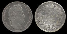 LOUIS - PHILIPPE I . 5 FRANCS . TÊTE LAUREE . 1834 W . ( LILLE ). TRANCHE EN RELIEF . - 5 Francs