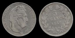 LOUIS - PHILIPPE I . 5 FRANCS . TÊTE LAUREE . 1837 K . ( BORDEAUX ). - 5 Francs