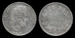 LOUIS - PHILIPPE I . 5 FRANCS . TÊTE LAUREE . 1837 MA. ( MARSEILLE ). - 5 Francs