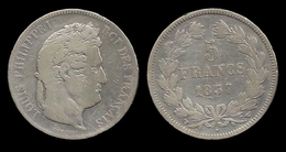 LOUIS - PHILIPPE I . 5 FRANCS . TÊTE LAUREE . 1837 W. ( LILLE ). - 5 Francs
