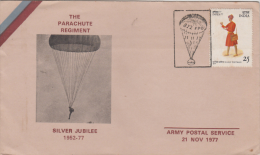 India  1977  Parachuting   FPO 822 Army  Special Cover  # 86734 Inde Indien - Parachutting