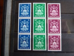 Antigua 1970 Coil Stamps Mint SG 257-9 Strips Of 3 - 1960-1981 Ministerial Government