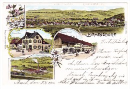 AK ZH Birmensdorf Gruss Aus Litho J. Rütimann-Bosch Ges.8.10.1900 Mit Äsch Birmenstorf 2 Zeil. Langstempel - Birmensdorf