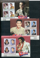 St.Vincent 3 Souvenir Sheets  MNH Elvis Presley Leaders Of The World - Chanteurs
