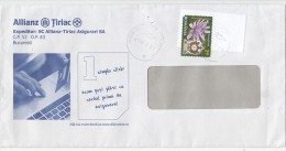 3031FM- FLOWER, CLOCK, STAMPS ON INSURANCE COMPANY SPECIAL COVER, 2015, ROMANIA - Storia Postale