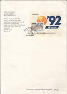 3055FM- SEVILLA'92 UNIVERSAL EXHIBITION STAMP SHEET AND HEADER ON BOOK COVER, EMBOSSED, 1992, SPAIN - 1992 – Sevilla (Spain)