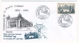 Enveloppe Affr. 8F Marseille - 9eme Exposition PHILATEG  / Centenaire Poste Colbert Marseille 1891 - 1991 - Matasellos Conmemorativos