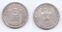 Germany 3 Reichsmark 1931 A - 3 Marcos & 3 Reichsmark