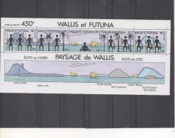 WALLIS Et FUTUNA  : Vues Des Îles - Silhouettes D´indigènes : Guerriers, Pêcheurs, îlot, Palmiers, Etc - Blocs-feuillets