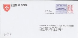 D0828 - Entier / Stationery / PSE - PAP Cippa-Kavena - Fondation Ordre De Malte - Agrément 13P304 - Listos Para Enviar: Respuesta /Ciappa-Kavena