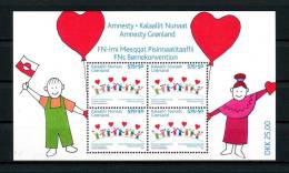 GROENLAND 2007 Bloc N° 35 ** Neuf = MNH Superbe Cote 10 € Amnesty Coeur Enfants Drapeaux Heart Children Flag - Blocks & Kleinbögen