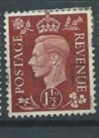 GB 1937  GEORGE VI DARK COLOURS 1½d. Red-Brown  SG 464 SC 237 MI 200 X YV 211 - Gebruikt