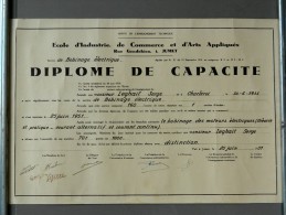 Jumet - Diplôme De Capacité - Bobinage électrique - École D'Industrie, De Commerce Et D'Arts Appliqués - 1951 - Diplômes & Bulletins Scolaires