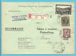 171+208+231 Op Brief Aangetekend VALEURS A RECOUVRER / POSTAUFTRAG Met Stempel LUXEMBOURG - Brieven En Documenten