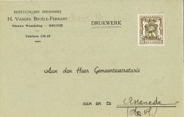 15583. Tarjeta Privada Preobliterado  BRUGGE (Belgien) 1942. Roulotte. Druckwerk Motor - Typos 1929-37 (Heraldischer Löwe)