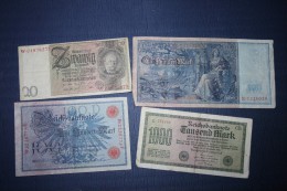 Bankbriefjes Duitsland 20 Mark 1929 100 Mark 1908-1910 1000 Mark 1922 - Zonder Classificatie