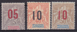 Colonies Francaises Nouvelle Calédonie N° 105,108,109 Surchargés 1912 Neuf * Charnière - Nuovi