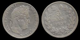 LOUIS - PHILIPPE I . 5 FRANCS . TÊTE LAUREE . 1839 B ( ROUEN ). - 5 Francs