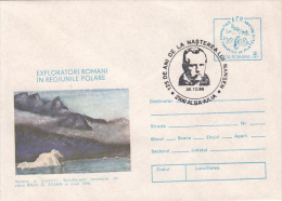 31613- FRIDJOF NANSEN, EXPLORER, SPECIAL POSTMARK, SPITZBERGEN ISLAND, COVER STATIONERY, 1986, ROMANIA - Explorateurs & Célébrités Polaires