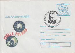 31614- FRIDJOF NANSEN, EXPLORER, SPECIAL POSTMARK, NORTH AND SOUTH POLES COVER STATIONERY, 1986, ROMANIA - Polar Explorers & Famous People