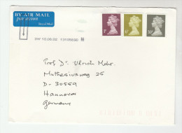 2002 Airmail GB COVER  6p 30p 1p Stamps To Germany SLOGAN Pmk 'GOLD FIRST CLASS STAMPS AVAILABLE' On Back - Briefe U. Dokumente