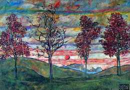 Egon SCHIELE Four Trees Quatre Arbres - Schiele